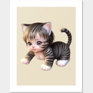 cute girl cat Posters and Art